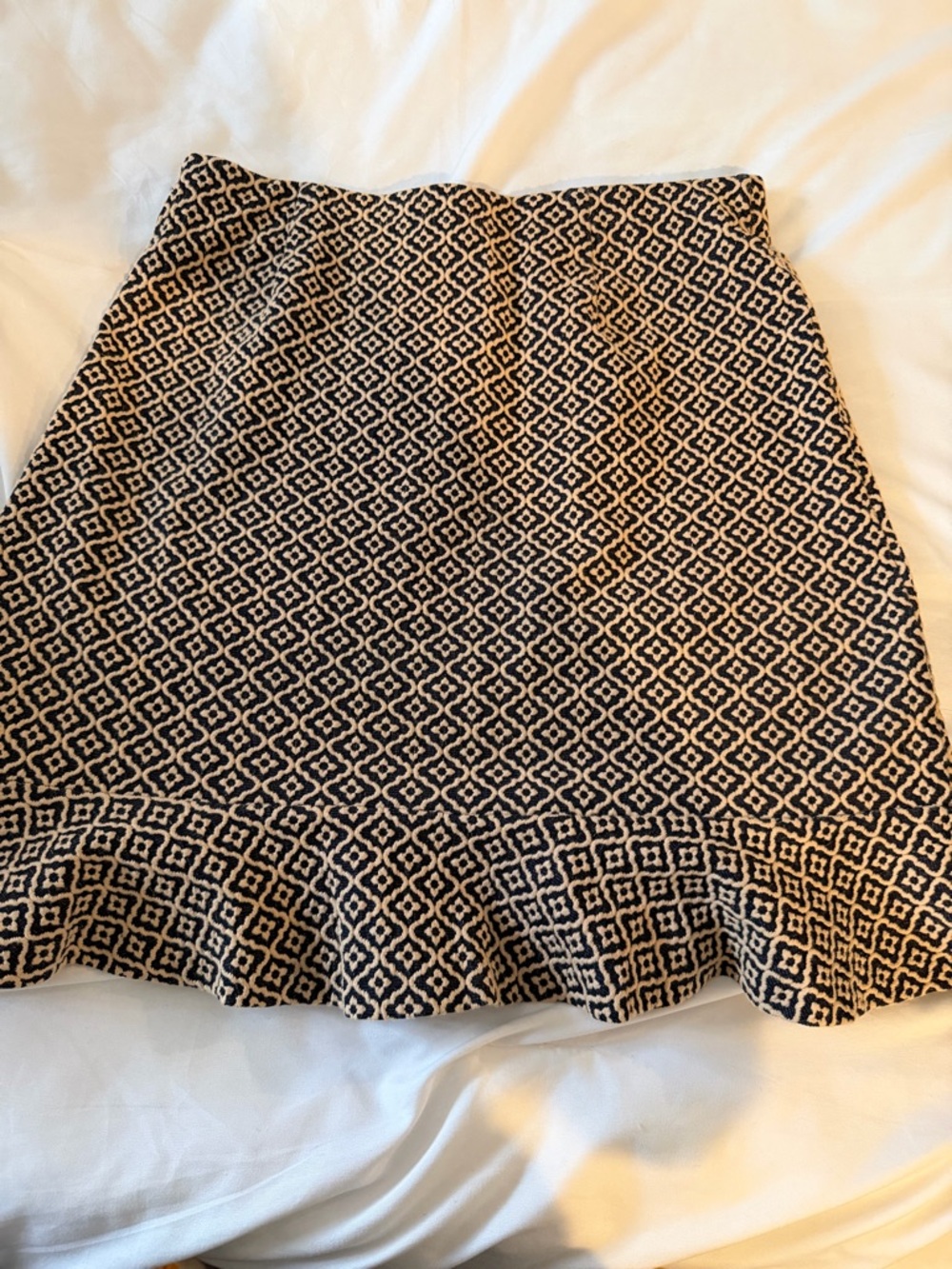 LOFT Black and Cream Geometric Skater Skirt